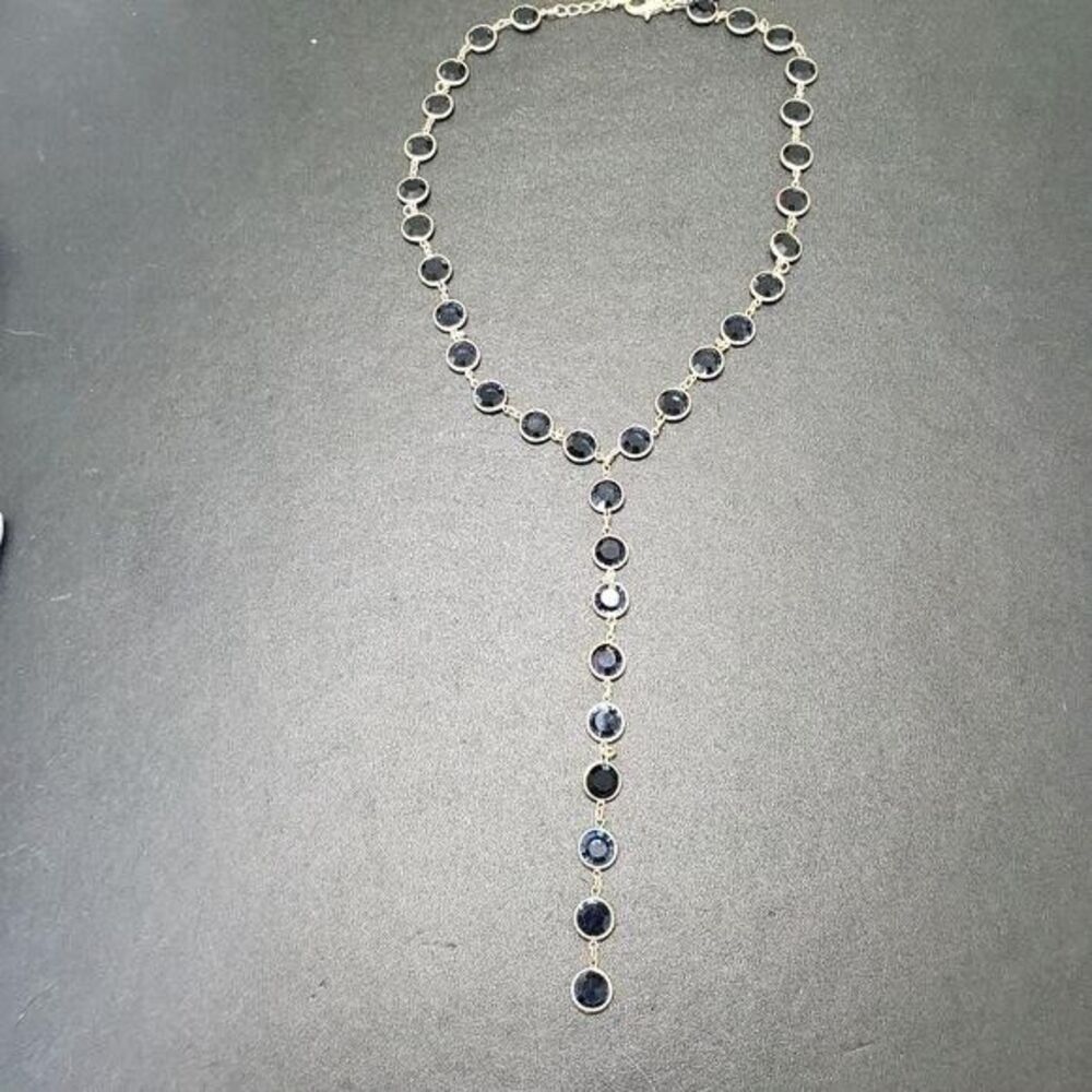 Chico's gold tone blue Y style necklace 26 to 29"